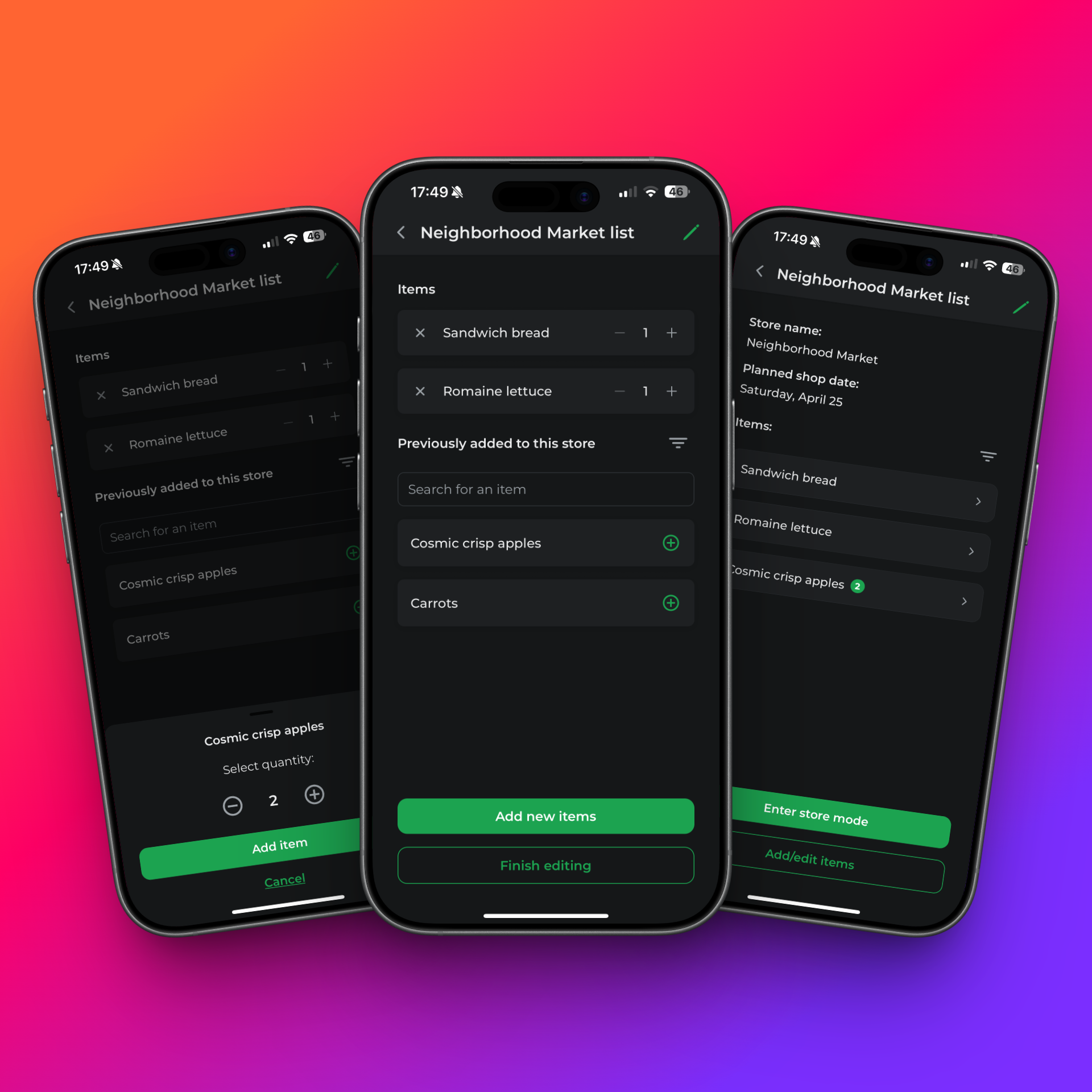 Creating a list in Shoptonio with saved items
